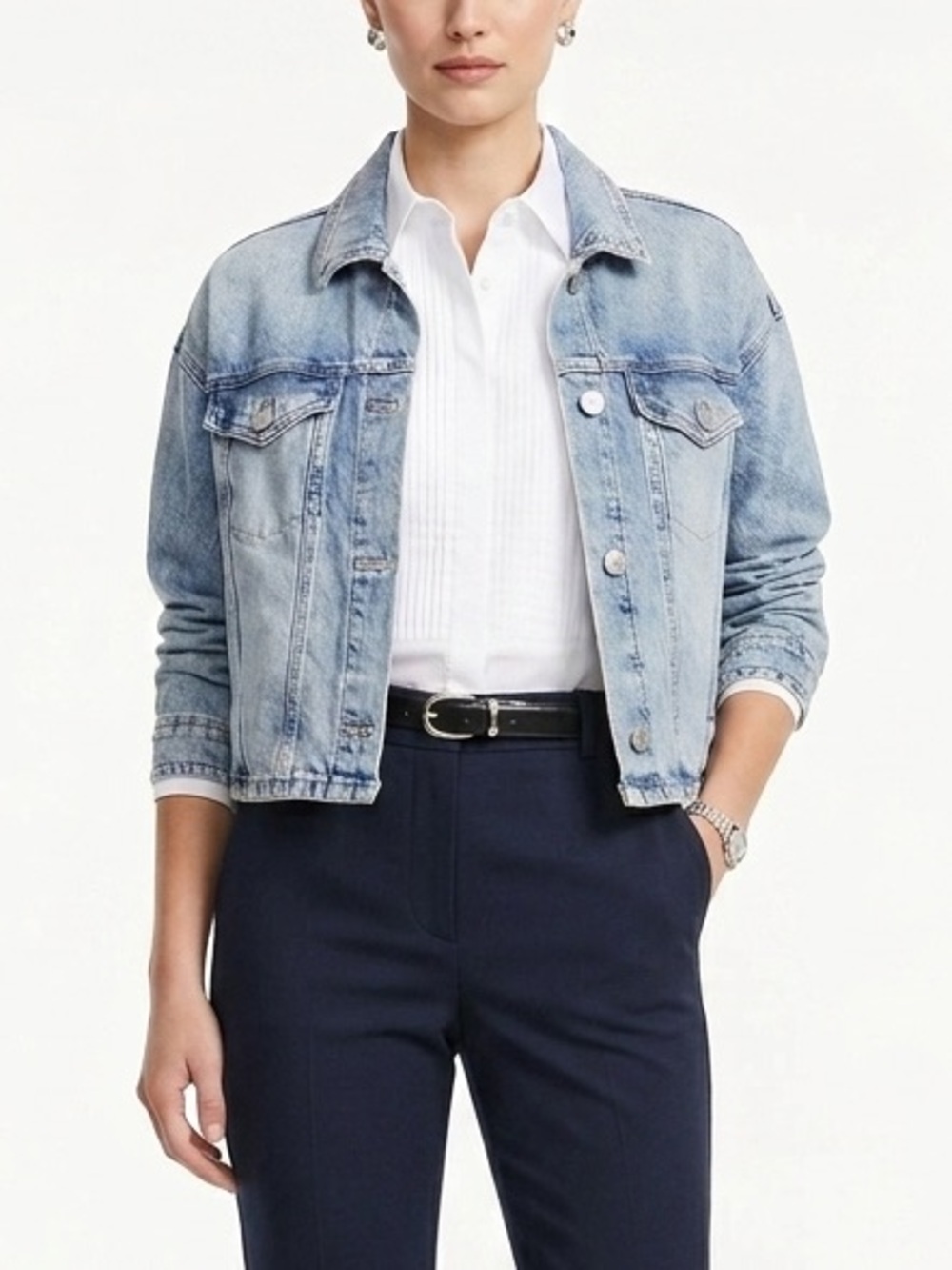 Reitmans Light Wash Cropped Jean Jacket Size L